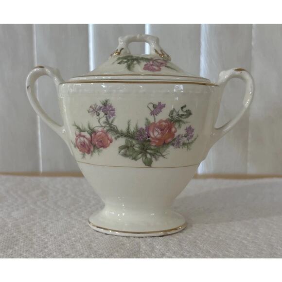 VTG Homer Laughlin Eggshell Georgian Cream And Sugar Set Heather Rose Collection - Picture 11 of 11